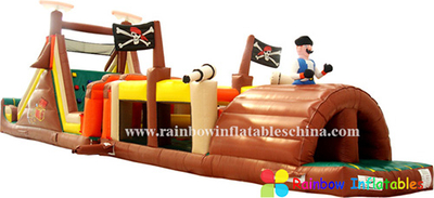 RB5055(15.8x3x4.57m) Inflatable Long Obstacle Course/Inflatable Pirate Theme Obstacle with Slide