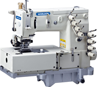 Wd-1508p Flat Bed Double Chain Stitch Sewing Machine with Horizontal Looper Movement Mechanism