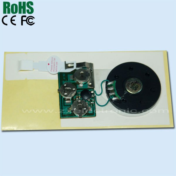 Custom recordable music chip for greeting card