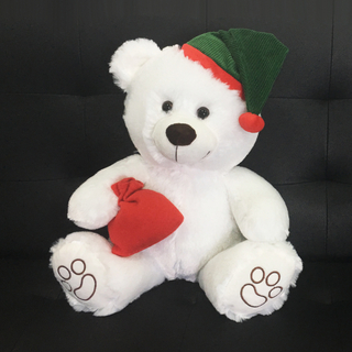 Christmas Plush Stuffed Large White Teddy Bear with Red Gift Bag