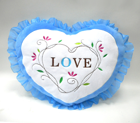 Custom Valentine Plush Love Blue Heart Shaped Cushion Pillow 