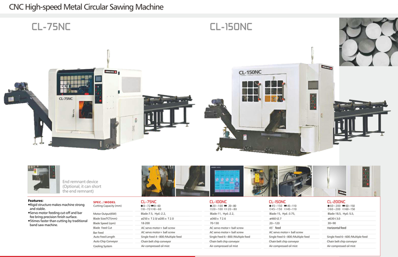CNC HIGH SPEED CIRCULAR SAWING MACHINE CL-75NC-CL150NC