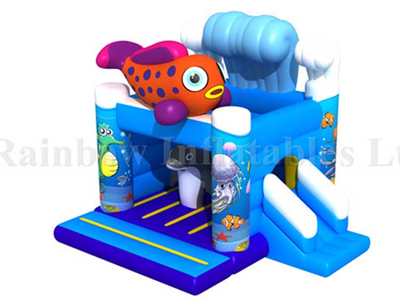 RB01029（4x4m）Inflatable Ocean Bouncer for Kids, Inflatable Jumping Bouncer, Inflatable Sea World Animal Bouncer for Kids
