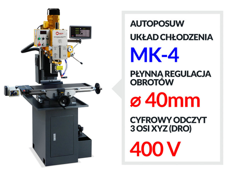 AUTO FEEDING Z AXIS INDUSTRIAL DRILLING AND MILLING MACHINE VARIO SPEED ZAY7040V/1