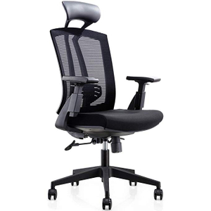 CMO 24 Hour High Back Mesh Office Reclining Ergonomic Chair with Leather Headrest and Flexible PU Armrest, Big & Tall Modern Executive Chair for Home Office Conference Room, Black