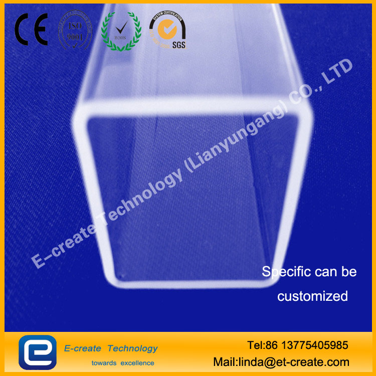 Rectangular Tubing Clear Fused Quartz