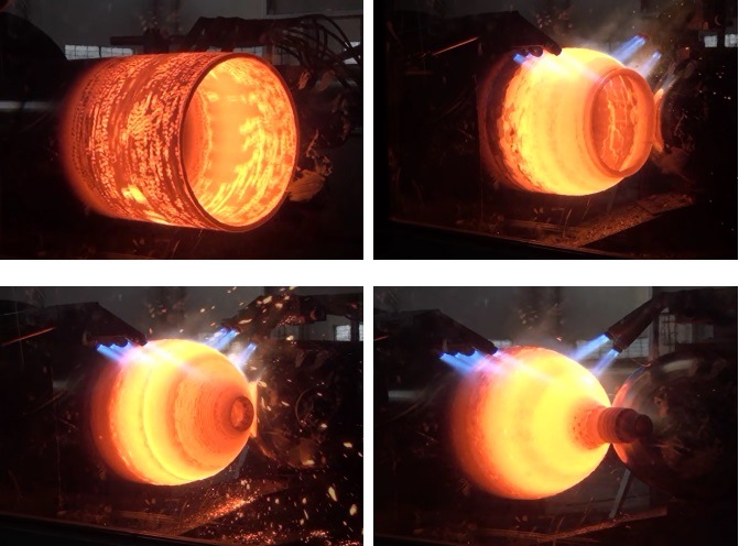 Oxygen Seamless CNG Cylinder Steel Cylinder Hot Making Hydraulic Spinning Necking-in Machine