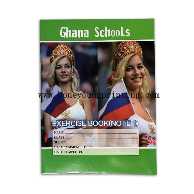 Ghana NOTE 1 Cahier 18x24cm Ligné 8mm Avec Rouge Marge Couverture Carte Avec Pelliculage Brillant
