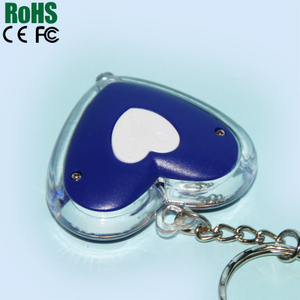 Plastic heart shape led keychain