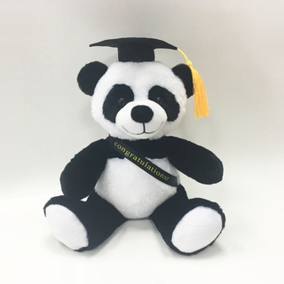Stuffed Graduation Animal Plush White And Black Panda with Cap