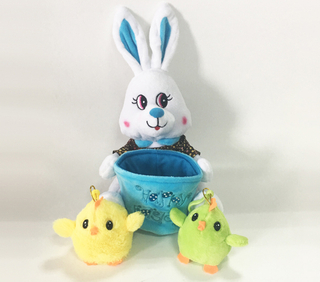 Adorable Easter Soft Plush Blue Rabbit with Baby Toy