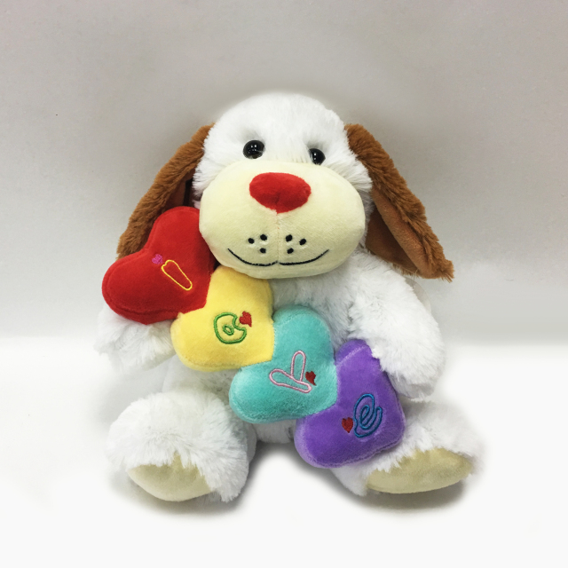 Love Valentines Gift Stuffed Plush Dog with Love Heart