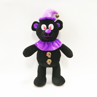 Halloween Black Bears with Purper Hat And Skull Button