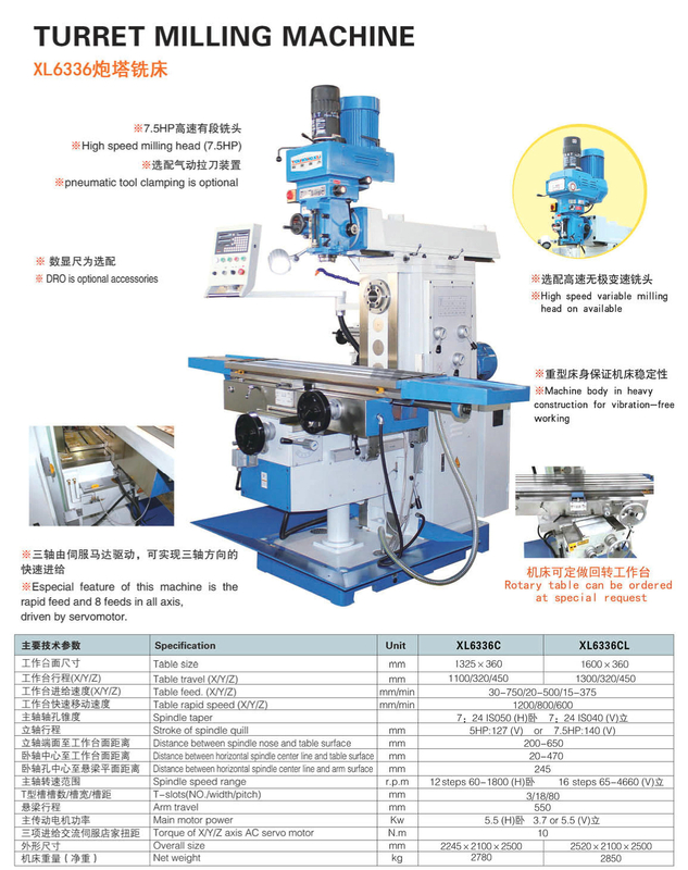  XL6336C-XL6336L TURRET MILLING MACHINE