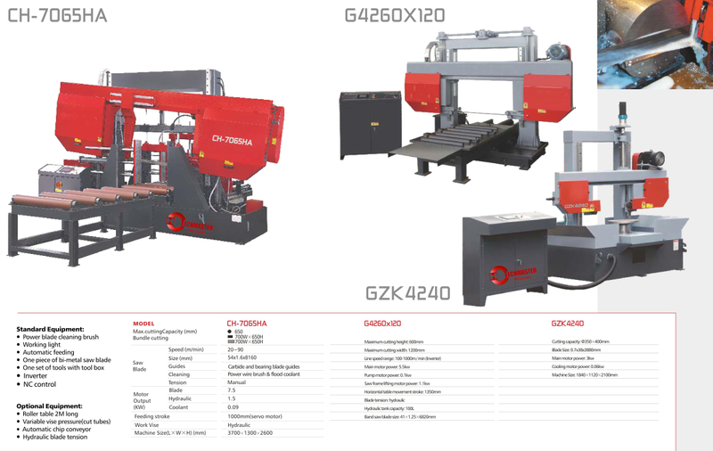  DOUBLE COLUMN FULLY AUTOMATIC BAND SAWS CH7065HA-G4260X120-GZK4240