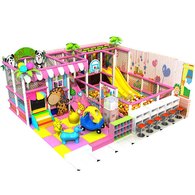 Candy Theme Мягкая маленькая детская площадка для игровых площадок с батутом и шаровой шахтой