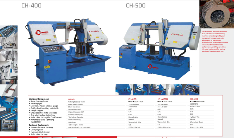 CH SERIES DOUBLE COLUMN SEMI AUTOMATIC BAND SAWS CH400-CH500