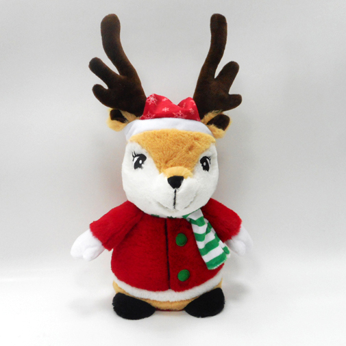 Plush Stuffed Soft Animal Christmas Deer with Red Clothes
