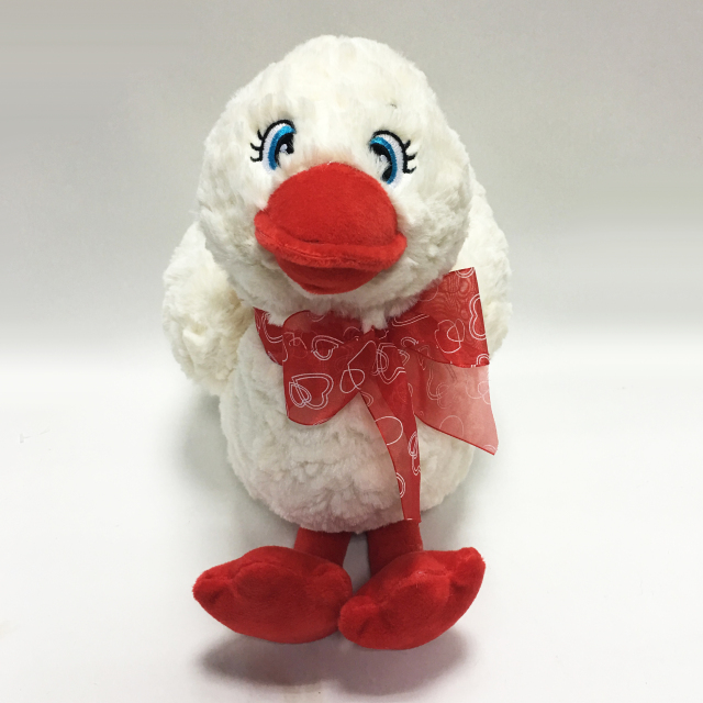 Customized Lovely Plush White Duck Animal Toy for Valentine