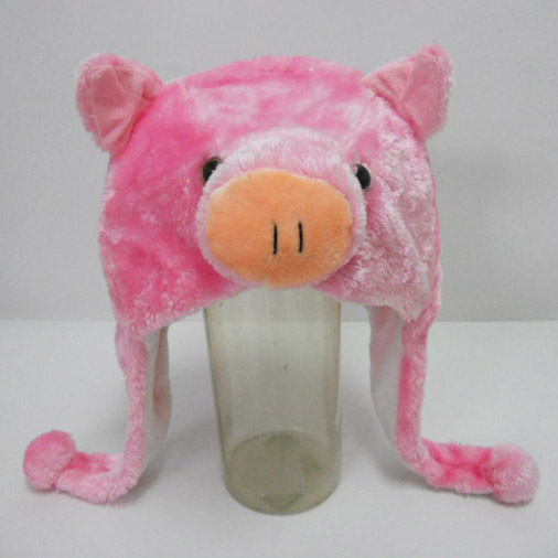 Soft Plush Toy Pink Pig Winter Hat for Kids