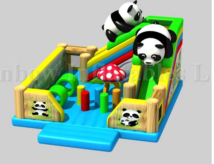 RB01040(7x8x5m) Inflatable Panda Funcity Bouncer Obstacle Bouncer with Slide
