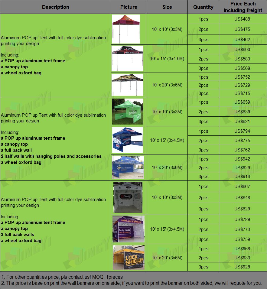 Jy Pt 003 Pop Out 3x4 5m Tent Custom Printing Gazebo 10x15ft Pop
