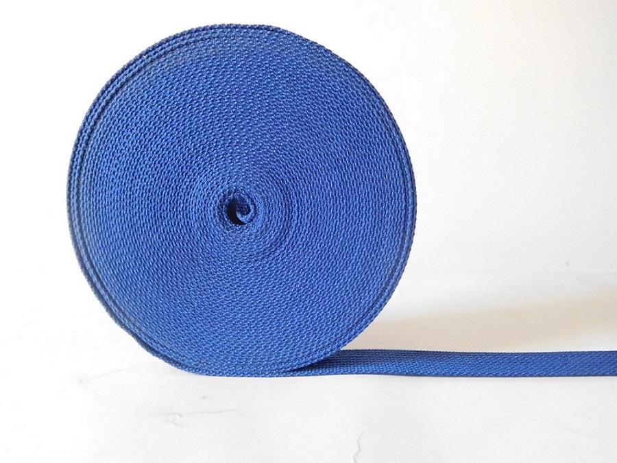 Blue polyester cotton webbing for garments&accessories
