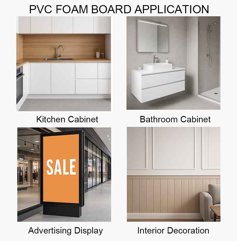 pvc foam board applied in kitchen,bathroom,advertising display and interior decoration PVC發泡板應用不同領域