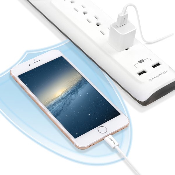 Surge Protector 5 Outlets 2 Smart USB Ports White