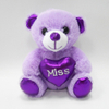 Cute Valentines Stuffed Soft Plush Purple Teddy Bear with Heart