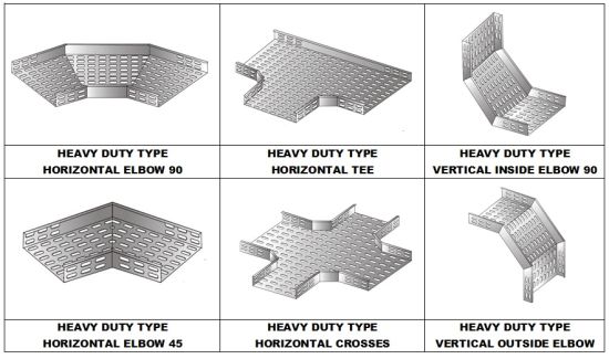 Heavy Duty Cable Tray Accessories Hozizontal Tees/Crosses/Vertical Outside Elbows/Inside Elbows