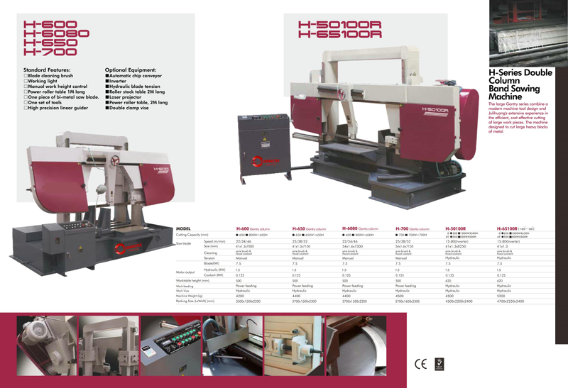 METAL BAND SAWING MACHINE H-600/H-650/H-6080/H-700/H-50100R/H-65100R