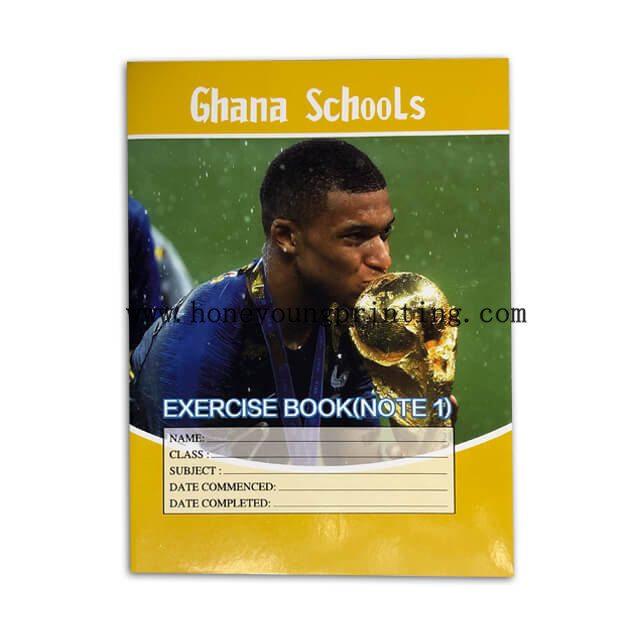 Ghana NOTE 1 Cahier 18x24cm Ligné 8mm Avec Rouge Marge Couverture Carte Avec Pelliculage Brillant