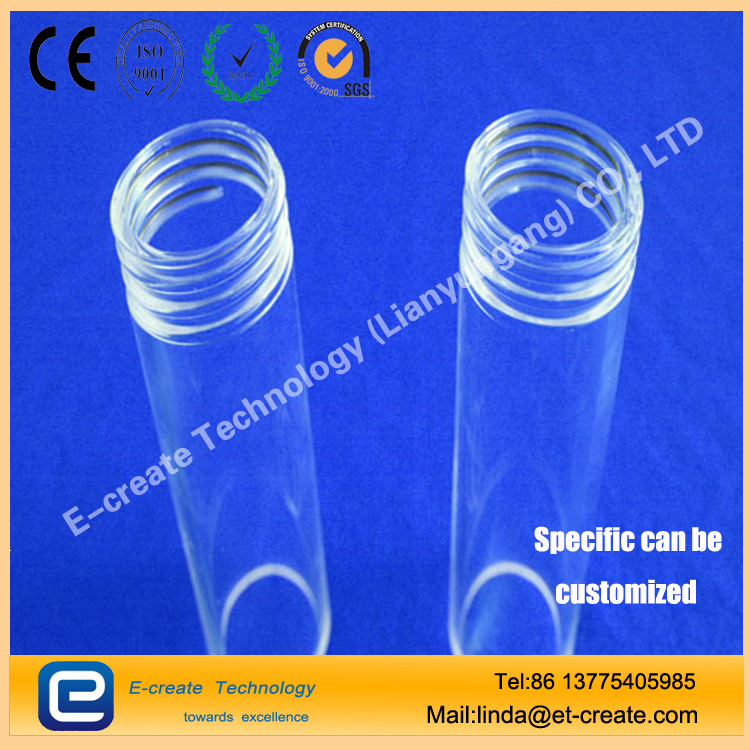 Quartz tube processing thread, screw mouth, screw mouth, threaded quartz glass tube, high-precision thread