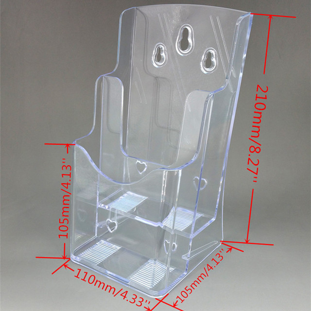 BH-L2A6 Clear A6 Phamplet Pocket 2 Tiers Plastic Brochure Literature Display Holder Stand To Insert Leaflet On Desktop
