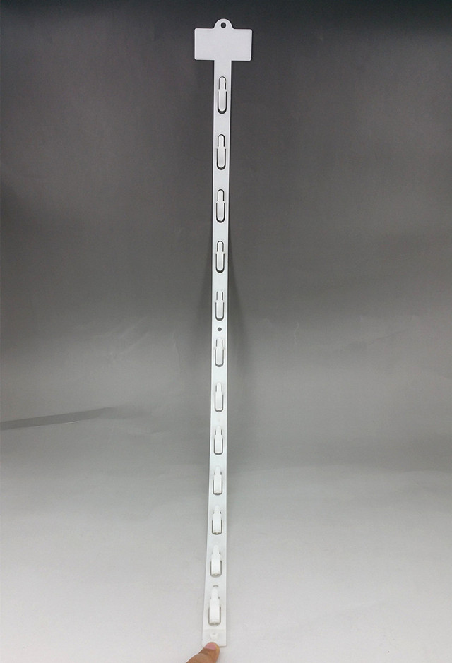 HS78219T24 Plastic PP Retail Hanging Merchandising Clips Strips W19mm Products Display For Supermarket Store Promotion L782mm In White