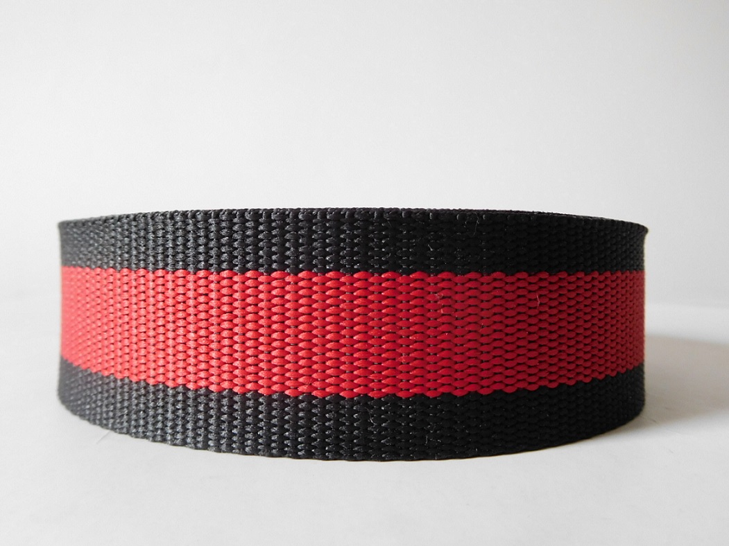 37mm black&red secondary color polyester webbing for belts