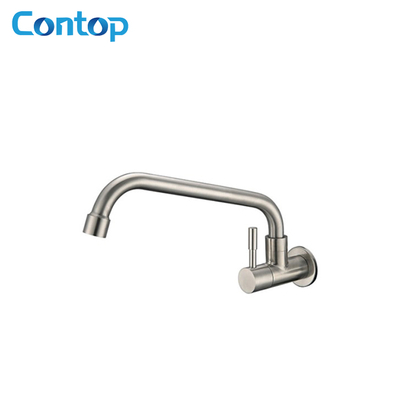 304 Stainless Steel Solid Body Single Cold Water in Wall Kitchen Faucet