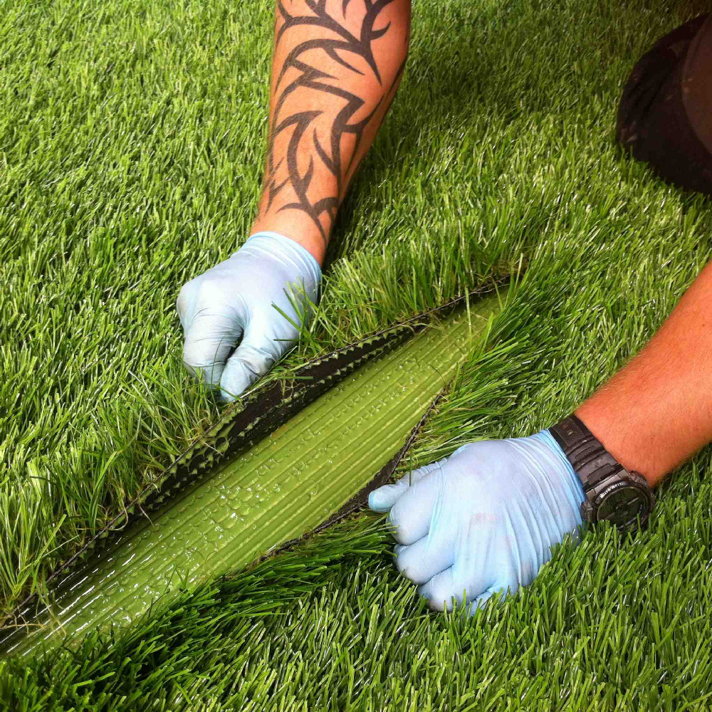 Artificial Grass Installation, How to use Glue and Joint Tape