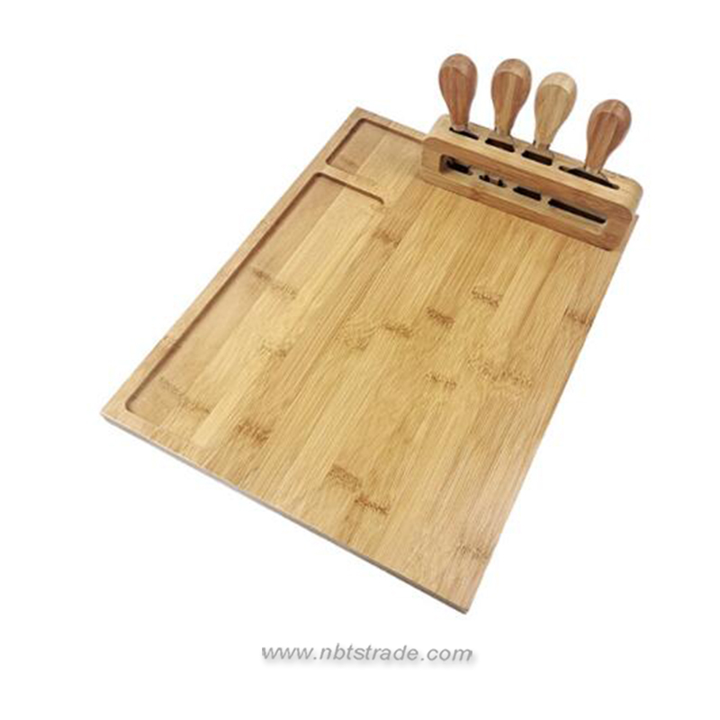 Multi Function Bamboo Serving Board with Cheese knives