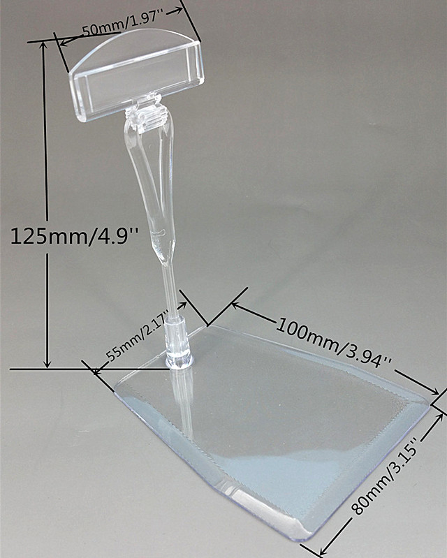 C025 Clear POP Plastic Detachable Price Tag Sign Card Holder Paper Display Promotion Advertising Clips Stand H125mm In Retail Store Good Quality