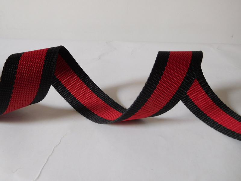 37mm black&red secondary color polyester webbing for belts