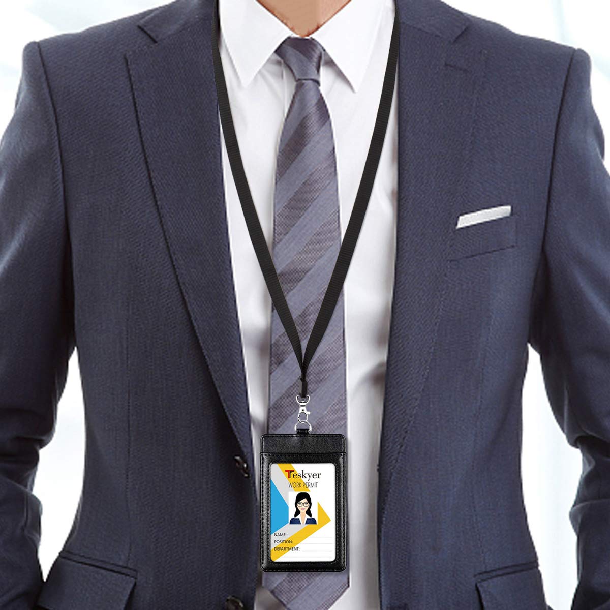 Breakaway Neck Lanyards for ID Badge Holder, Durable Flat Nylon Lanyard Strap with Stainless