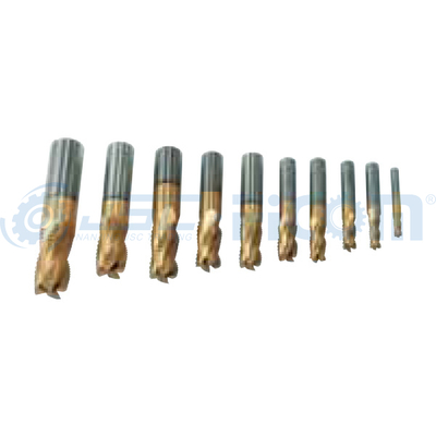 10 pcs. TiN-coated roughing end mills