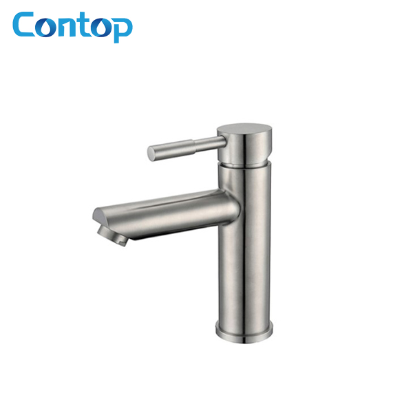 304 Stainless steel solid steel body brushed basin faucet