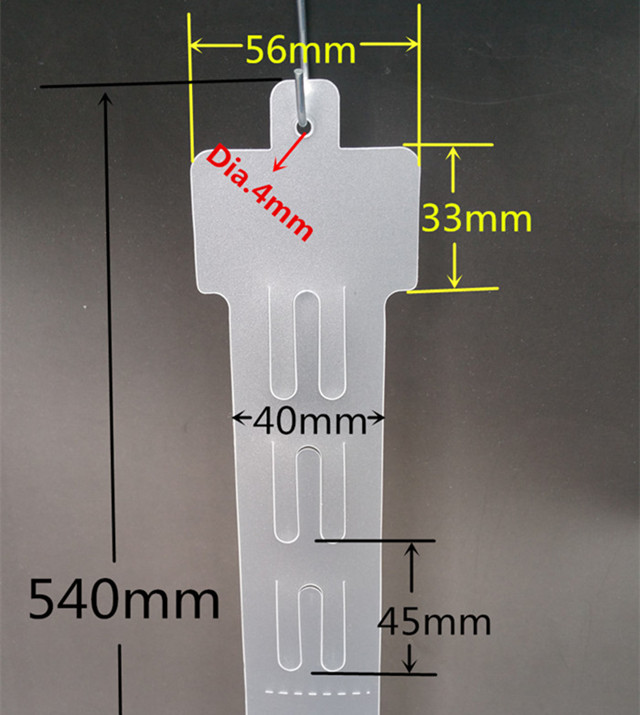 HSH5440T07 Plastic PP Retail Hanging Merchandising Clips Strips W40mm Products Display For Supermarket Store Promotion L540mm In Clear-Matt