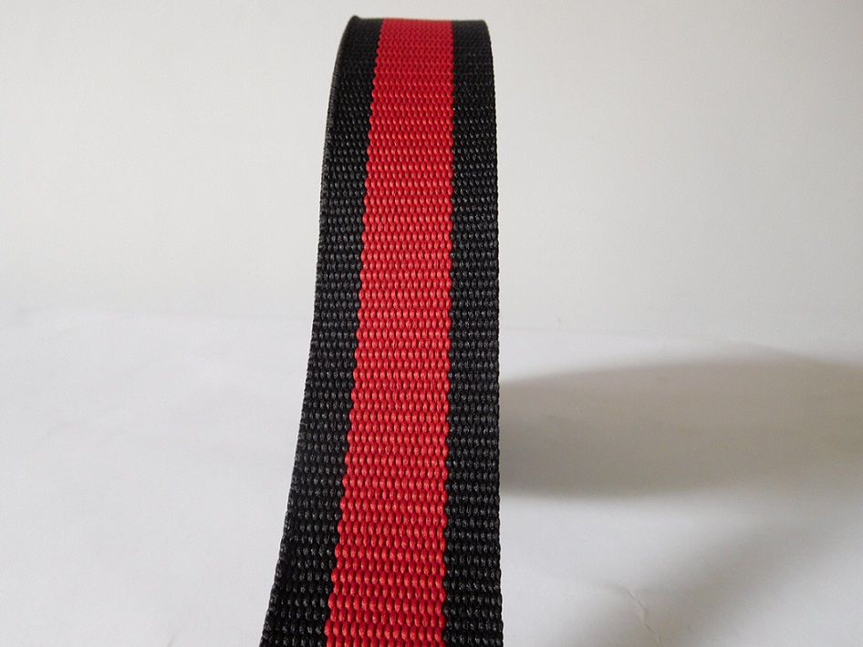 37mm black&red secondary color polyester webbing for belts