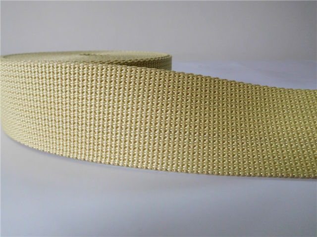 Flame retardant aramid fiber webbing for industry