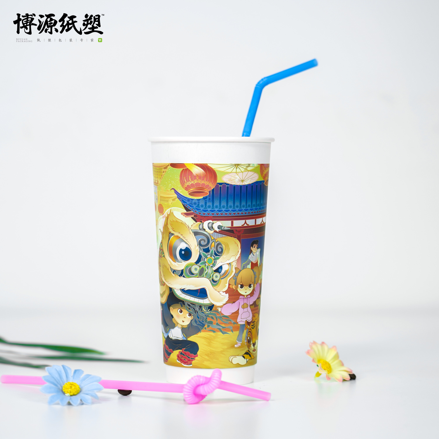Customized Disposable Coffee Cup Hot Cup Paper cup for New Year Chinese Festival