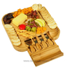 Square Cheese Board Set with Cheese Knives Bamboo Cutting Board
